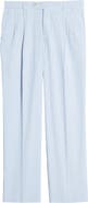 Berle Pleated Seersucker Cotton Dress Pants