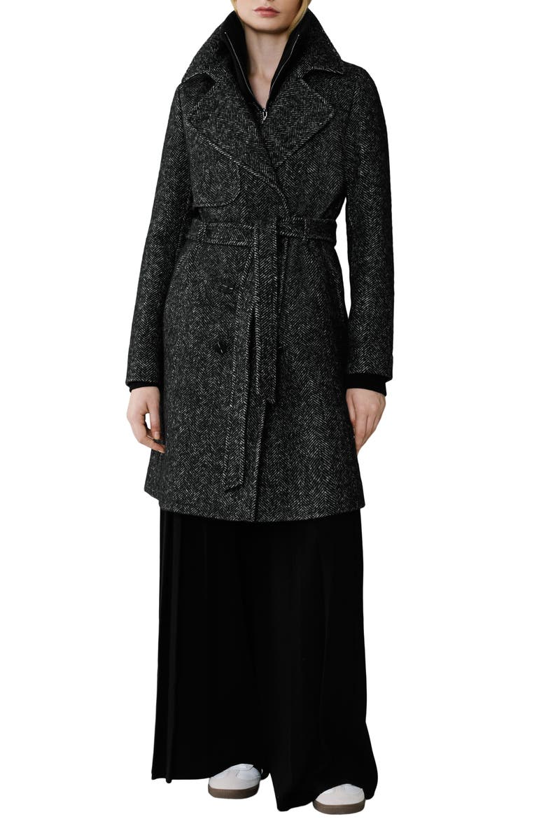Fabianne Belted Wool Blend Coat, Main, color, BLACK