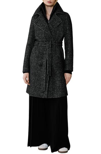 Soia & Kyo Fabianne Belted Wool Blend Coat in Black at Nordstrom Rack, Size X-Large