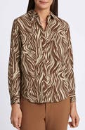 Foxcroft Haven Zebra Corduroy Button-Up Shirt