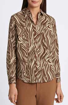 Foxcroft Haven Zebra Corduroy Button-Up Shirt