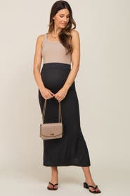 PinkBlush Ribbed Side Slit Midi Skirt