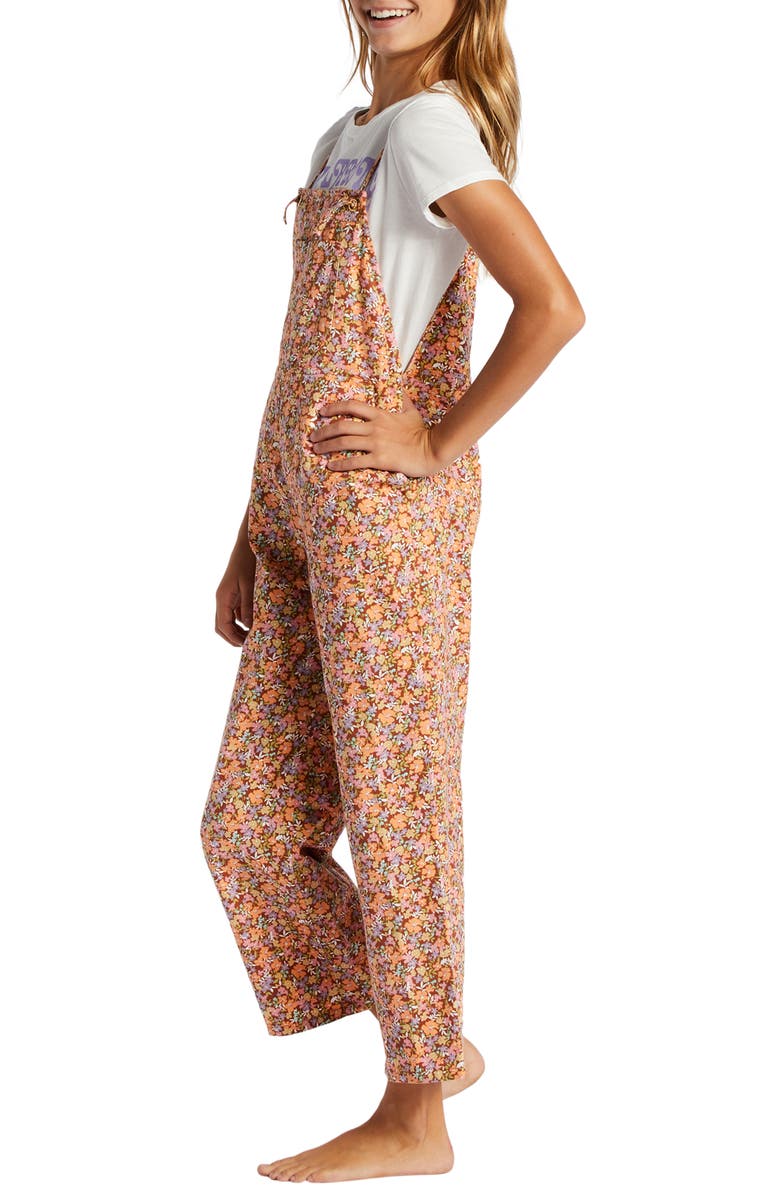 Billabong Kids' Wild Lengths Jr Pursuit Floral Overalls, Alternate, color,
