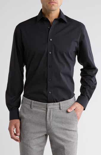 NORDSTROM RACK Traditional Fit Solid Cotton Blend Dress Shirt