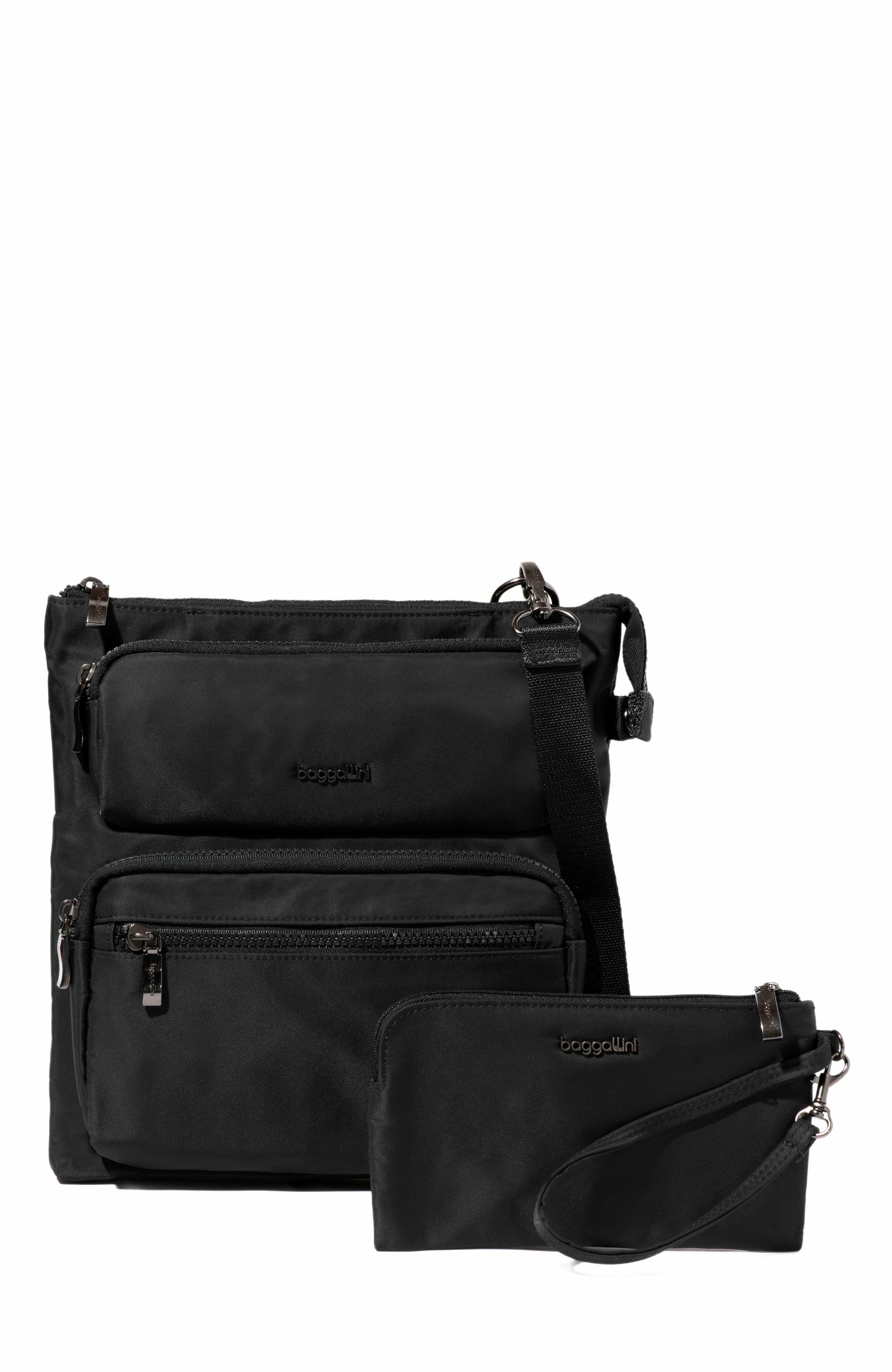 BAGGALLINI Nolita Crossbody Bag with RFID Wristlet, Main, color, Black Twill