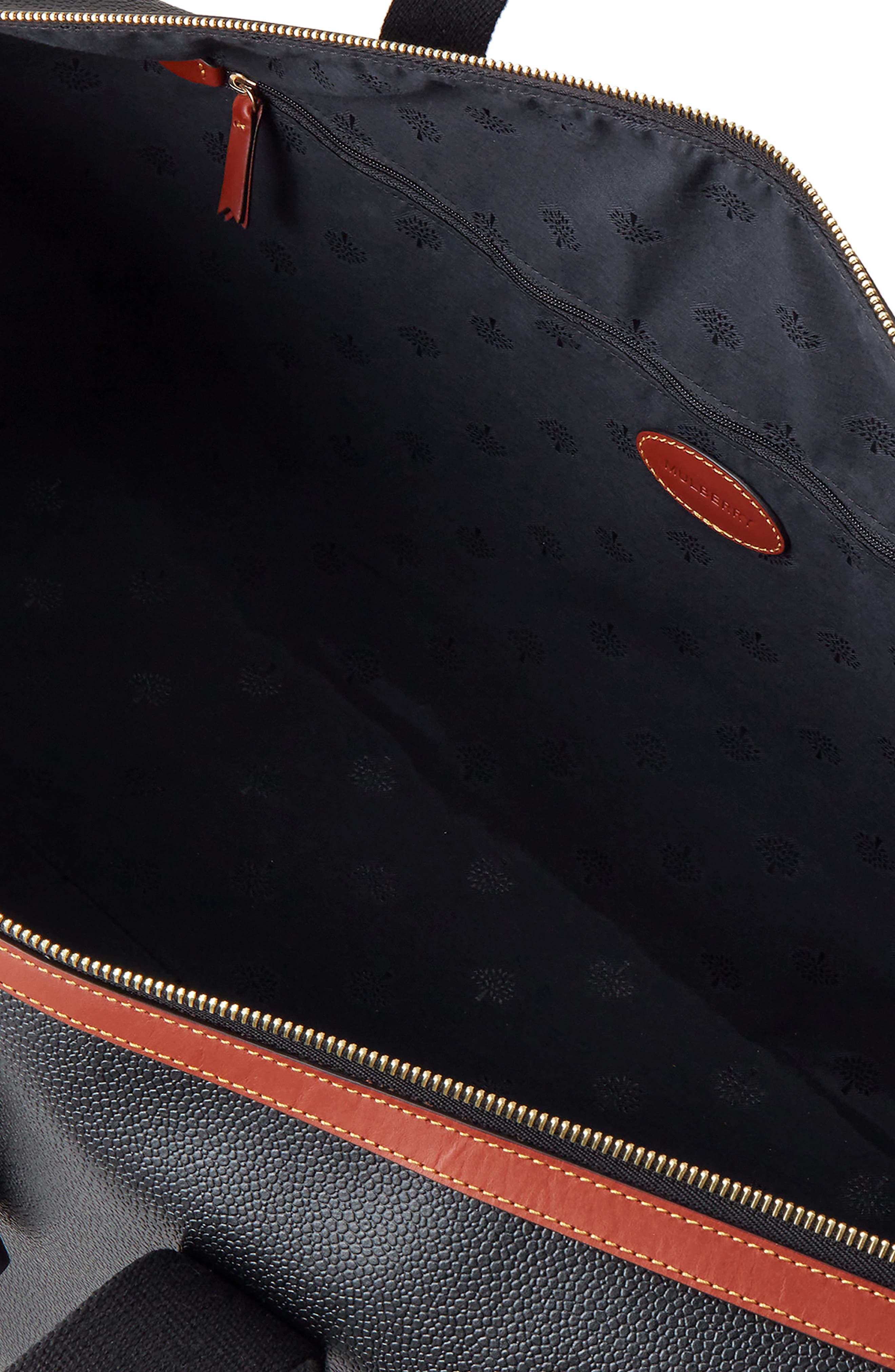 Mulberry Medium Clipper Faux Scotch Grain Duffle Bag, Alternate, color, Black-Cognac