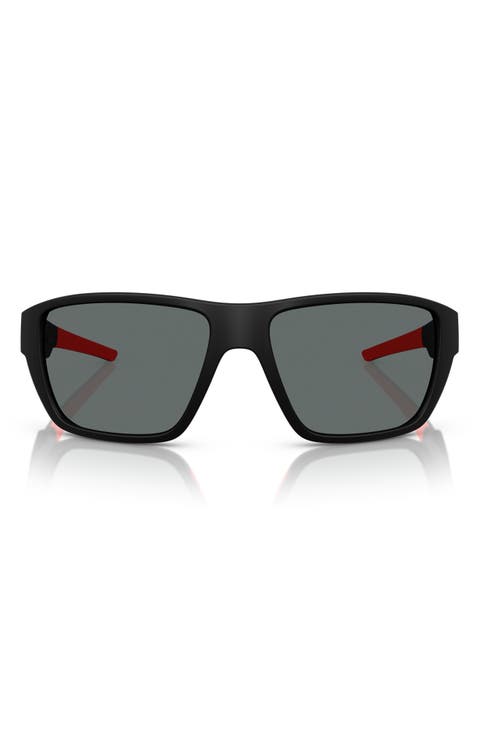 61mm Polarized Rectangular Sunglasses