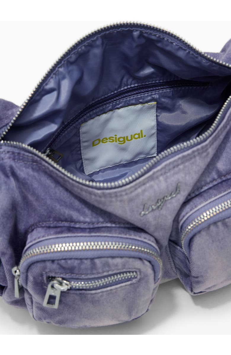 Desigual Denim Shoulder Bag, Alternate, color, Purple