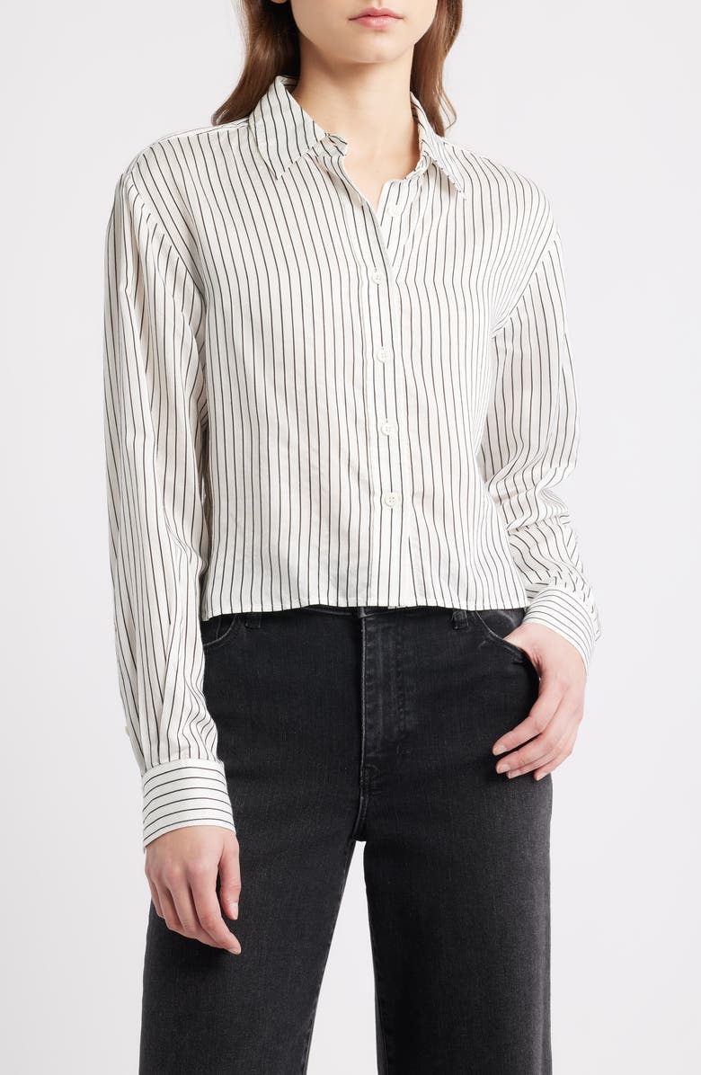 FRAME The Charles Button-Up Shirt, Main, color, Cream/ Navy