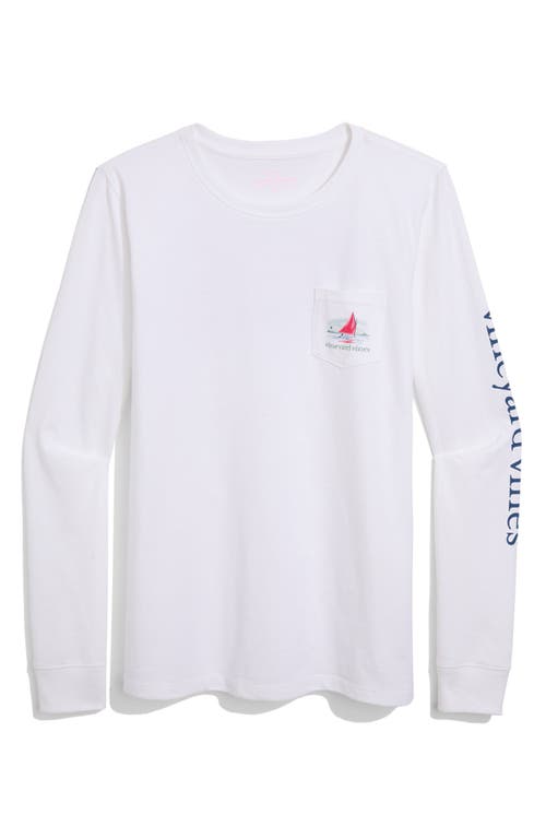 Vineyard Vines Long Sleeve Graphic Pocket T-shirt In White