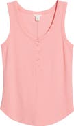 Caslon® Henley Stretch Cotton Rib Tank