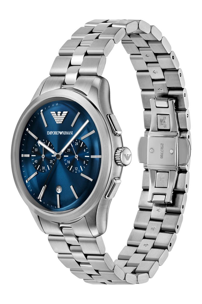 Chronograph Bracelet Watch, 42mm, Alternate, color, SILVER/BLUE