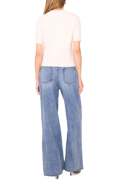 1.state Saddle Short Sleeve Sweater In White