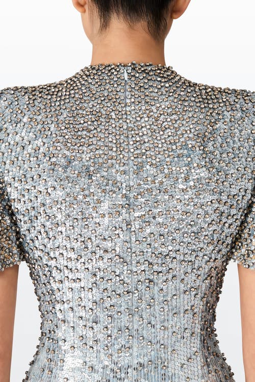 Jenny Packham Jourdain Sequin-embellished Gown In Silver