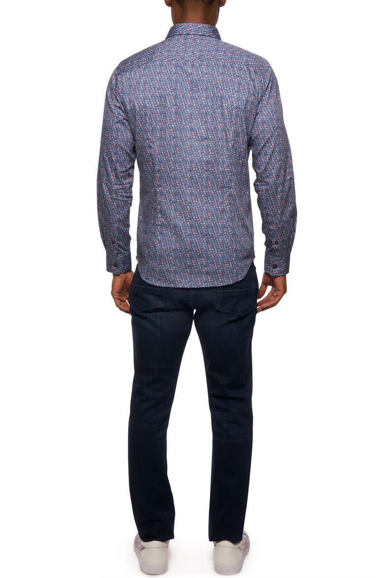 Priestley Ring Print Cotton Button-Up Shirt, Alternate, color, NAVY