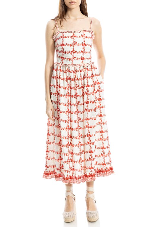 Max Studio Ruffle Printed Midi Sundress In Multi