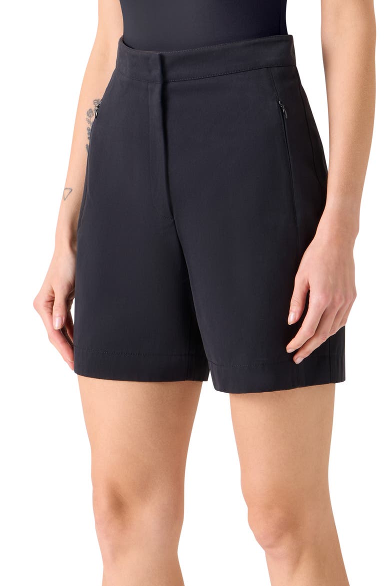 Filia High Waist Cotton Gabardine Shorts, Alternate, color, BLACK