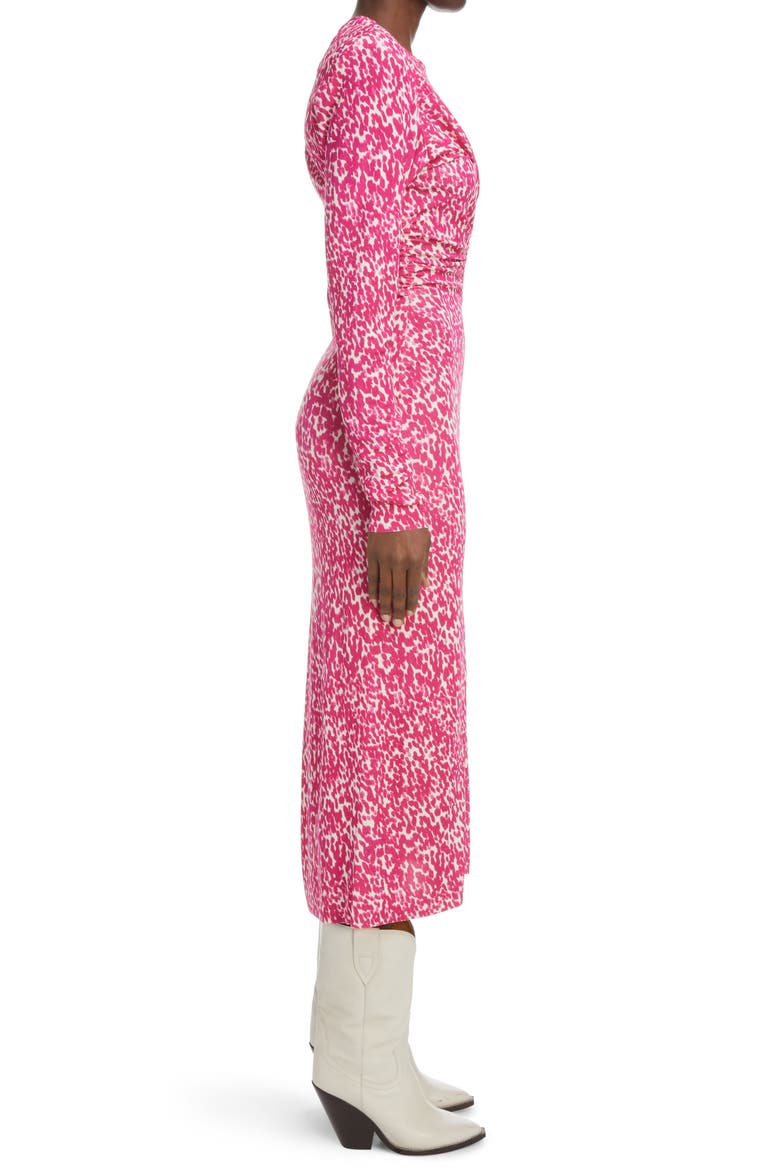 Linario Print Jersey Long Sleeve Dress, Alternate, color, FUCHSIA
