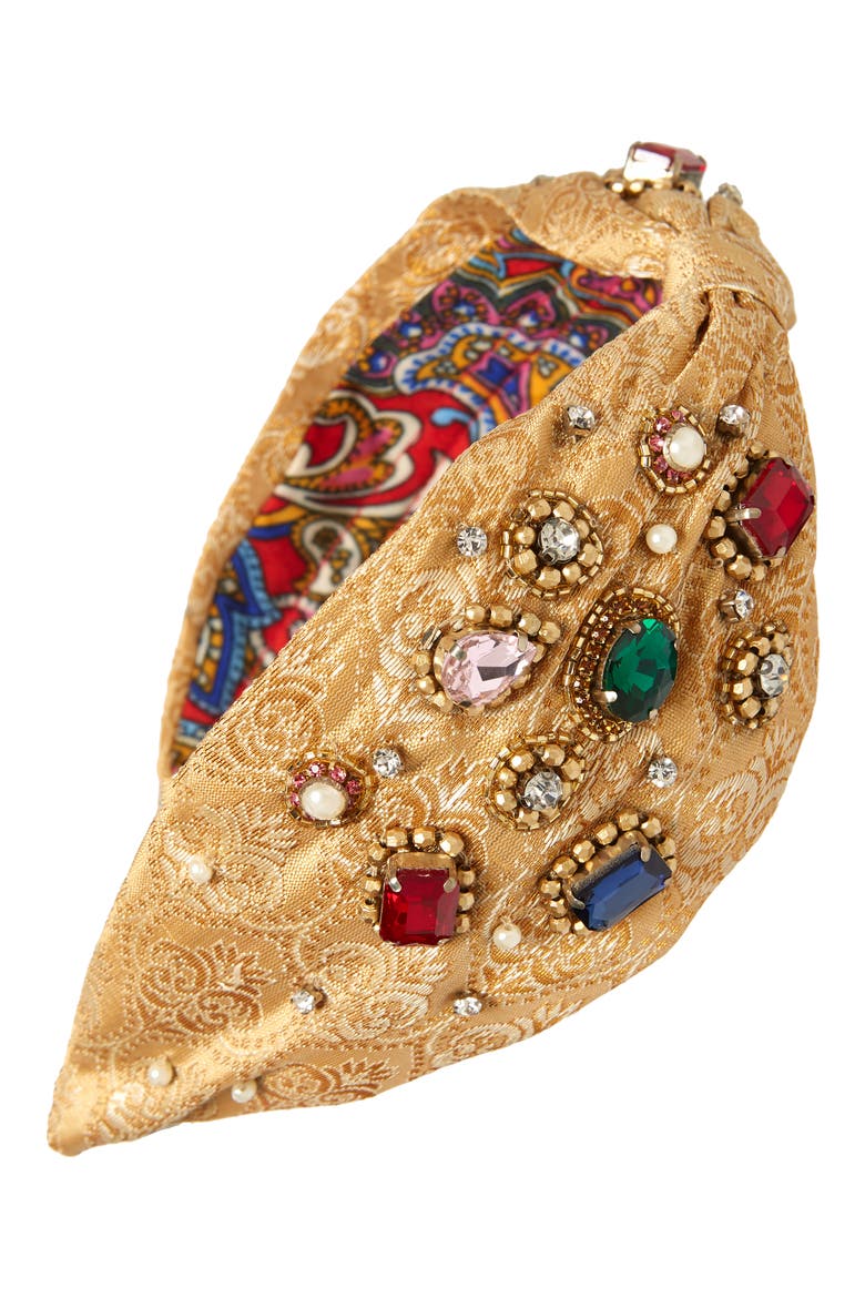 Jewel Encrusted Headband, Main, color, GOLD