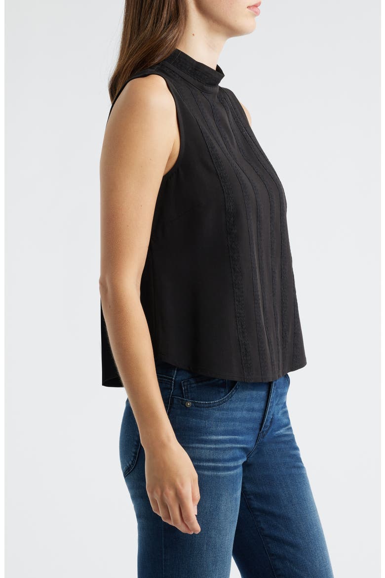 Sleeveless Mock Neck Shell, Alternate, color, BLACK