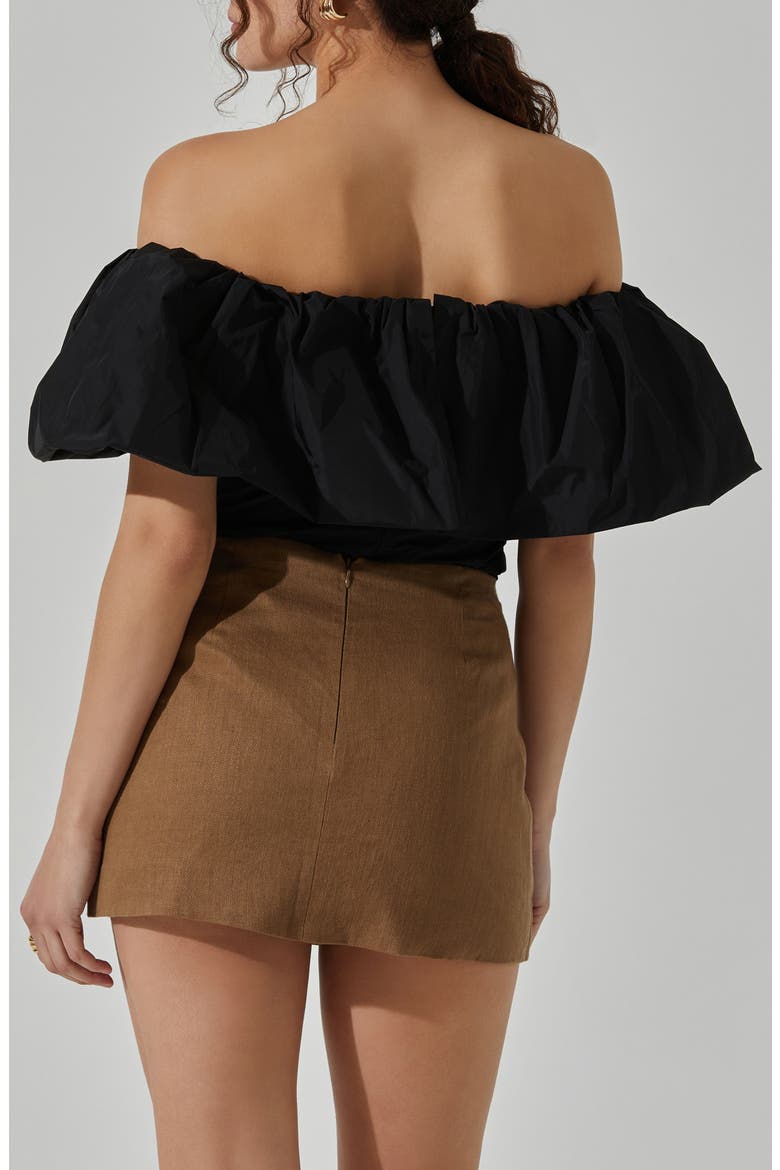 Ruffle Off the Shoulder Top, Alternate, color, BLACK
