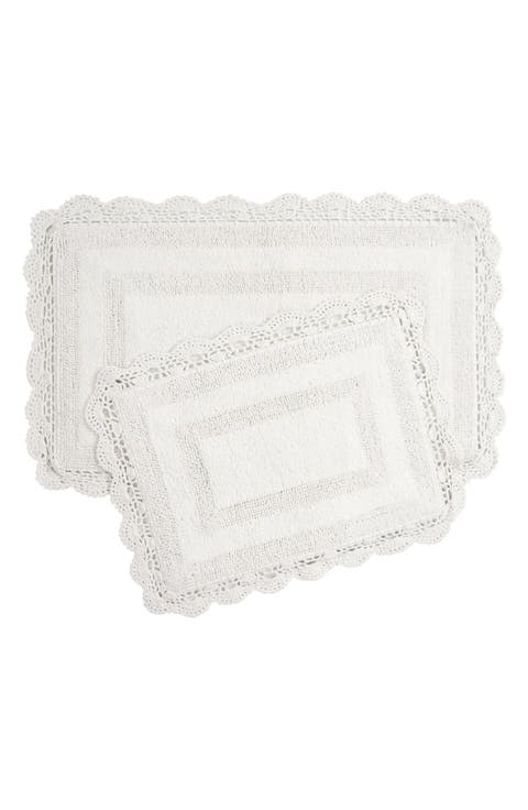Reversible Crochet Cotton 2-Piece Bath Mat Set