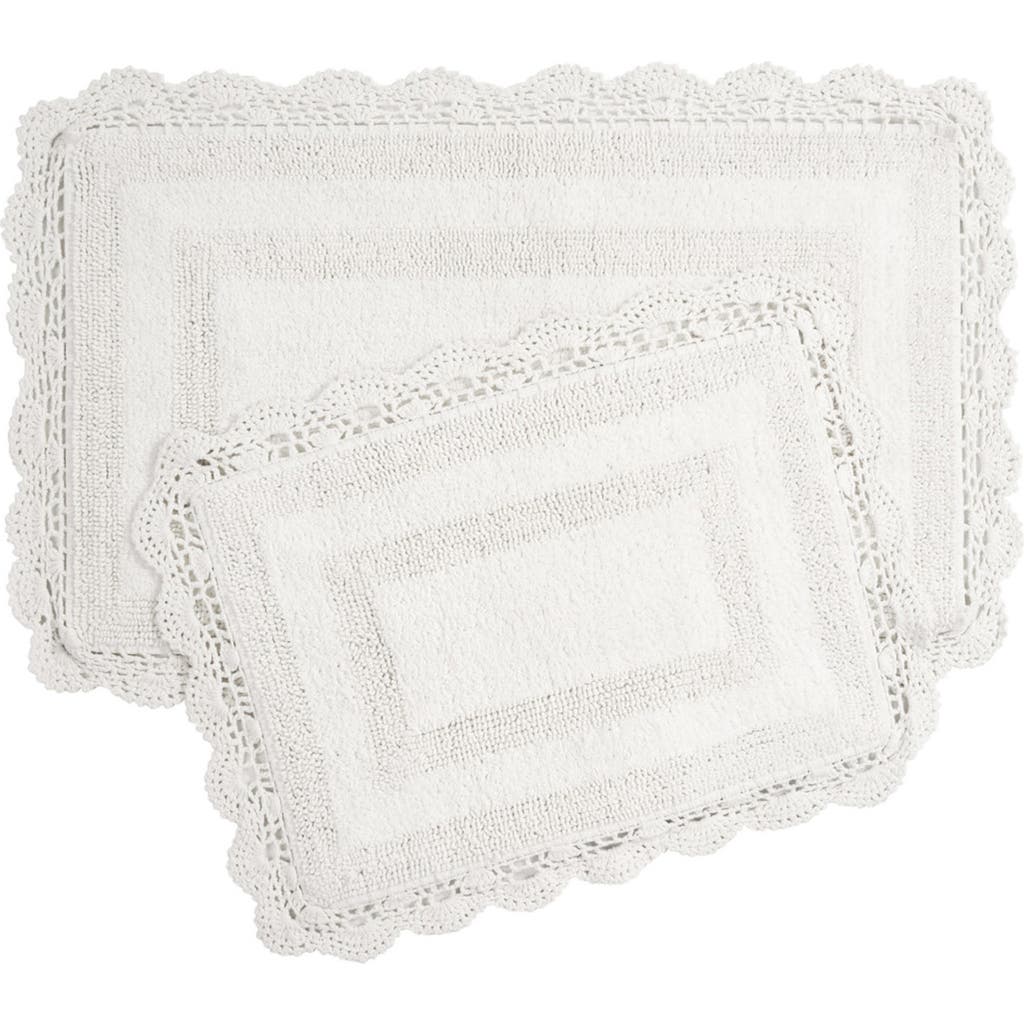 Laura Ashley Reversible Crochet Cotton 2-piece Bath Mat Set