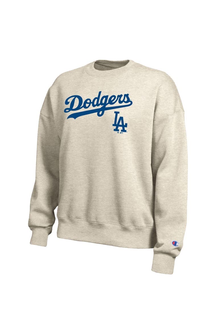 Women's Champion  Oatmeal Los Angeles Dodgers All-Star Sweatshirt, Alternate, color, Oatmeal
