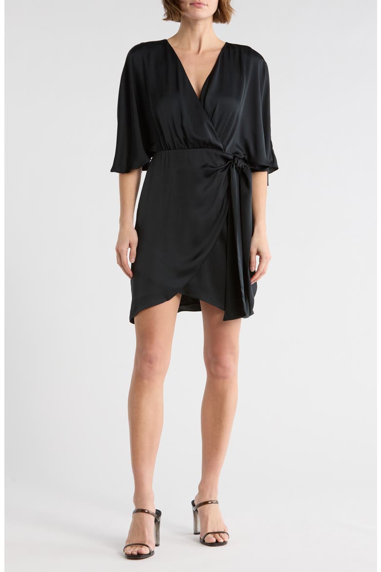 Alexis Faux Wrap Minidress, Main, color, BLACK