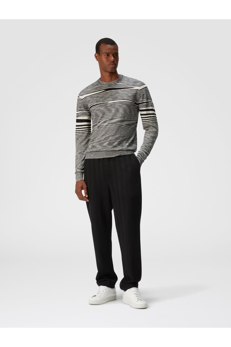 Slub Crew-neck Pullover, Alternate, color, Black & White