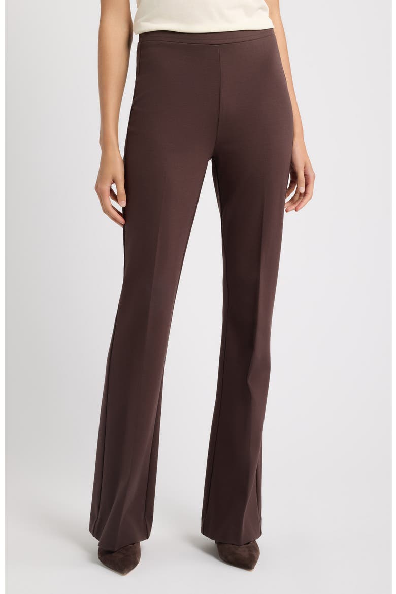 Meghan Double Knit Flare Pants, Main, color, CHOCOLATE