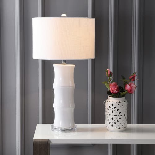 Jonathan Y Tiki 26.5" Ceramic Led Table Lamp In White
