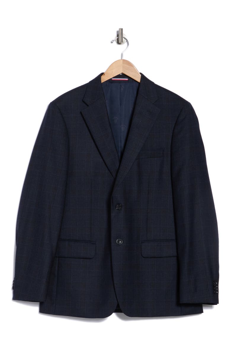 Plaid Wool Two-Button Sport Coat, Alternate, color, NAVY/ BROWN