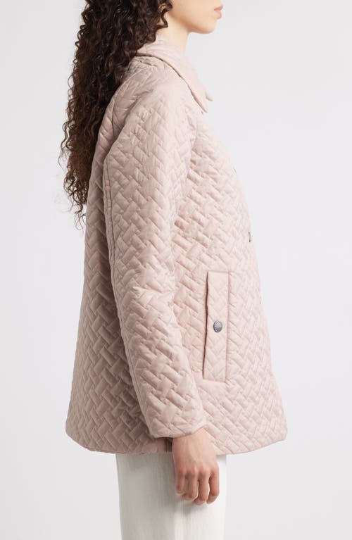 London Fog Water Resistant Quilted Jacket With Removable Hood In Pink
