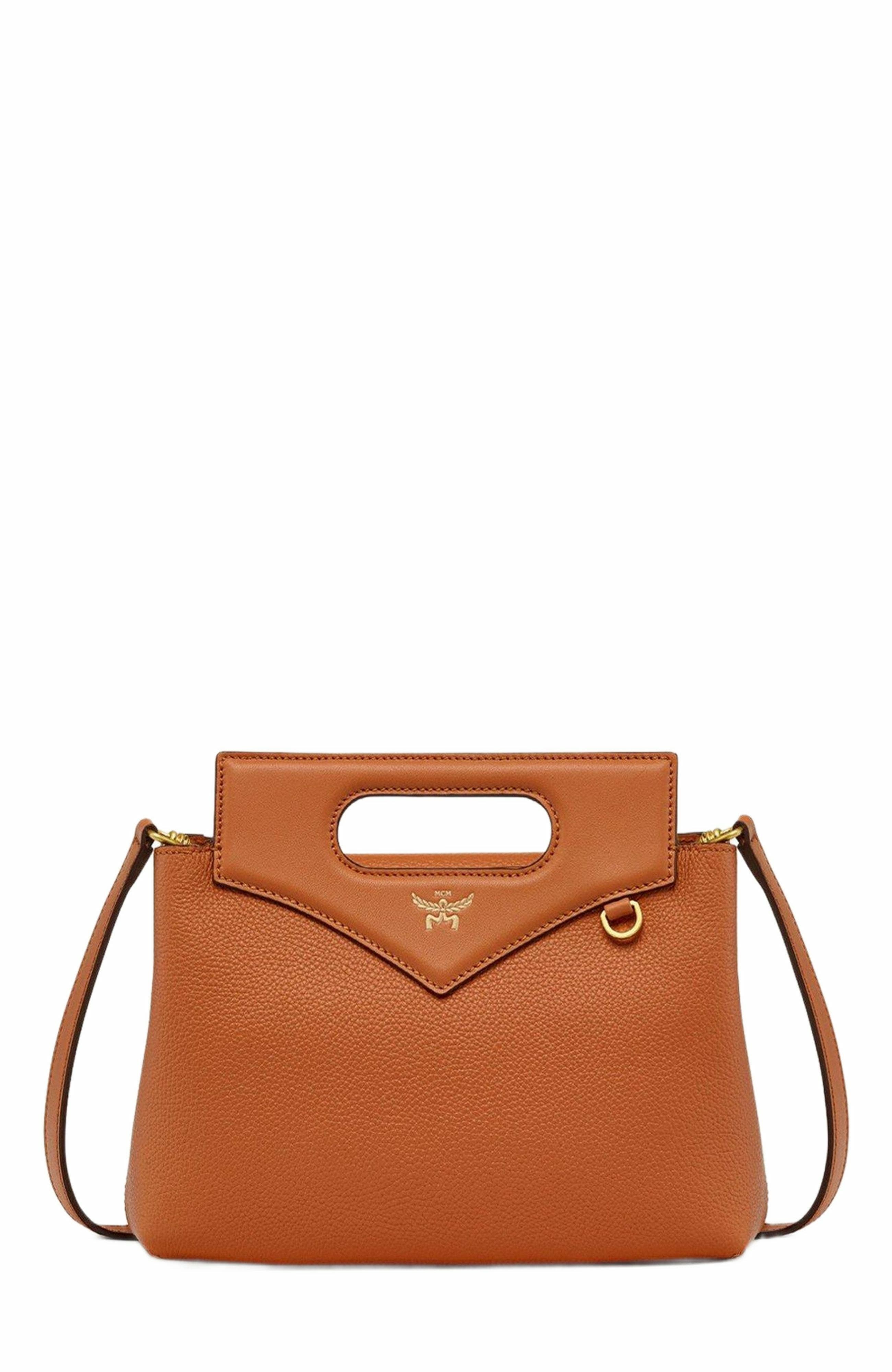 MCM Soft Diamond Tote in Embossed Leather, Main, color, Terracotta