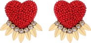 Deepa Gurnani Danika Beaded Fringe Heart Stud Earrings