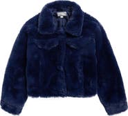 Tractr Kids' Cow Print Faux Fur Trucker Jacket