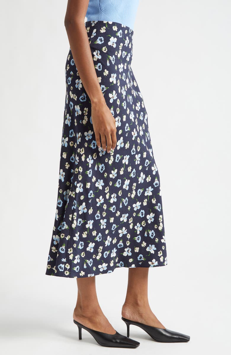 Veronica Beard Clover Floral Silk Blend Skirt, Alternate, color, Navy Multi