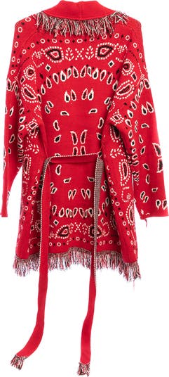 SAACHI Bandana Print Fringe Cardigan | Nordstromrack