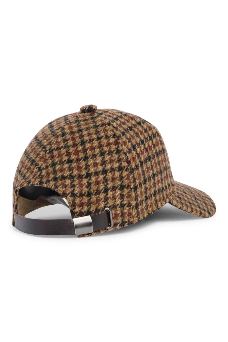 Houndstooth Wool Adjustable Baseball Cap, Alternate, color, CAMEL COMBO