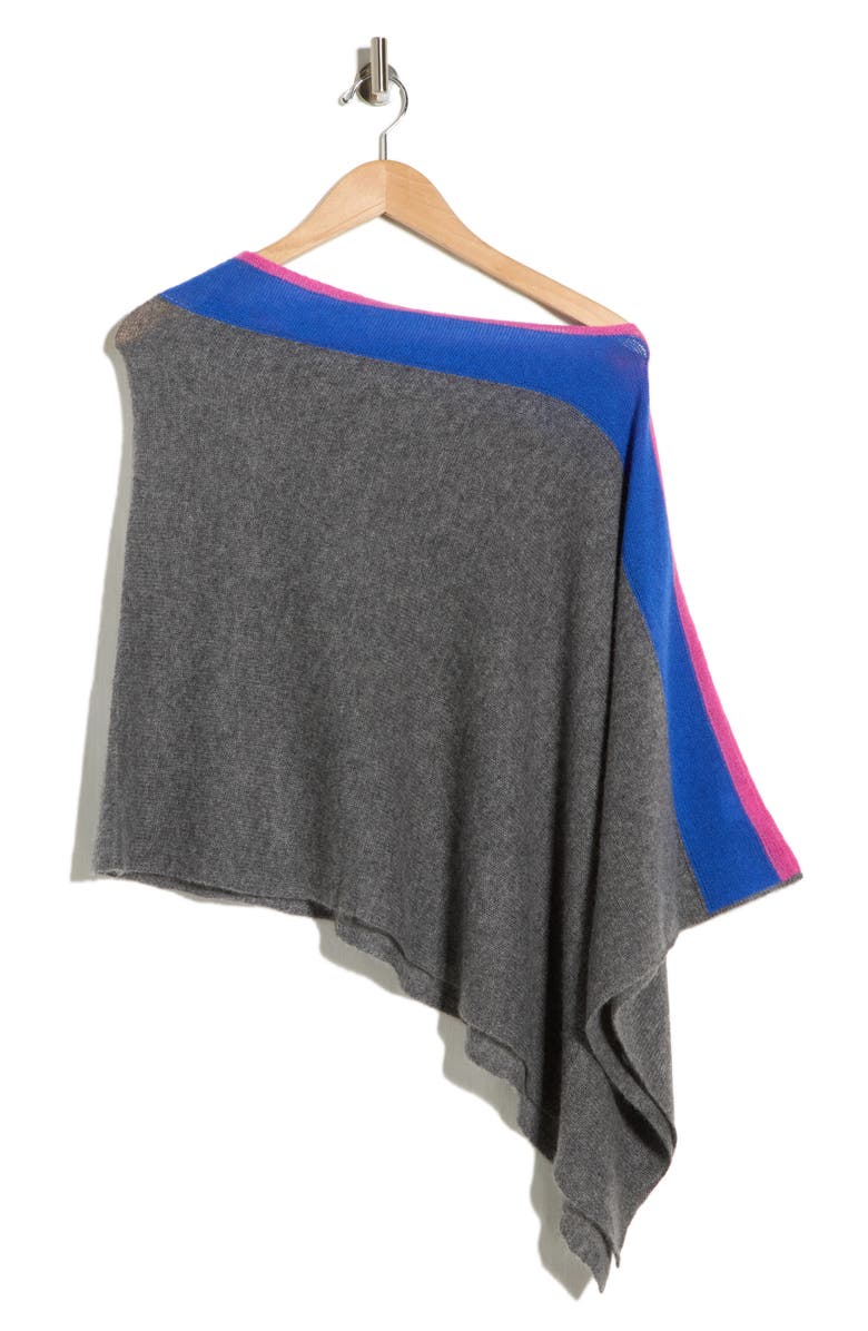 Portolano Colorblock Cashmere Poncho, Alternate, color, Pewter/ Blue Bell/ Fuschia