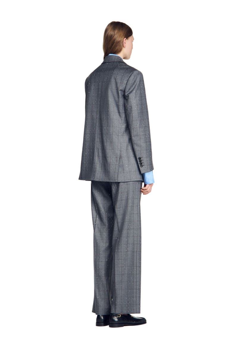 Checked wool jacket, Alternate, color, Dark grey