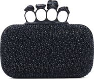 McQueen Skull Crystal Embellished Four-Ring Box Clutch