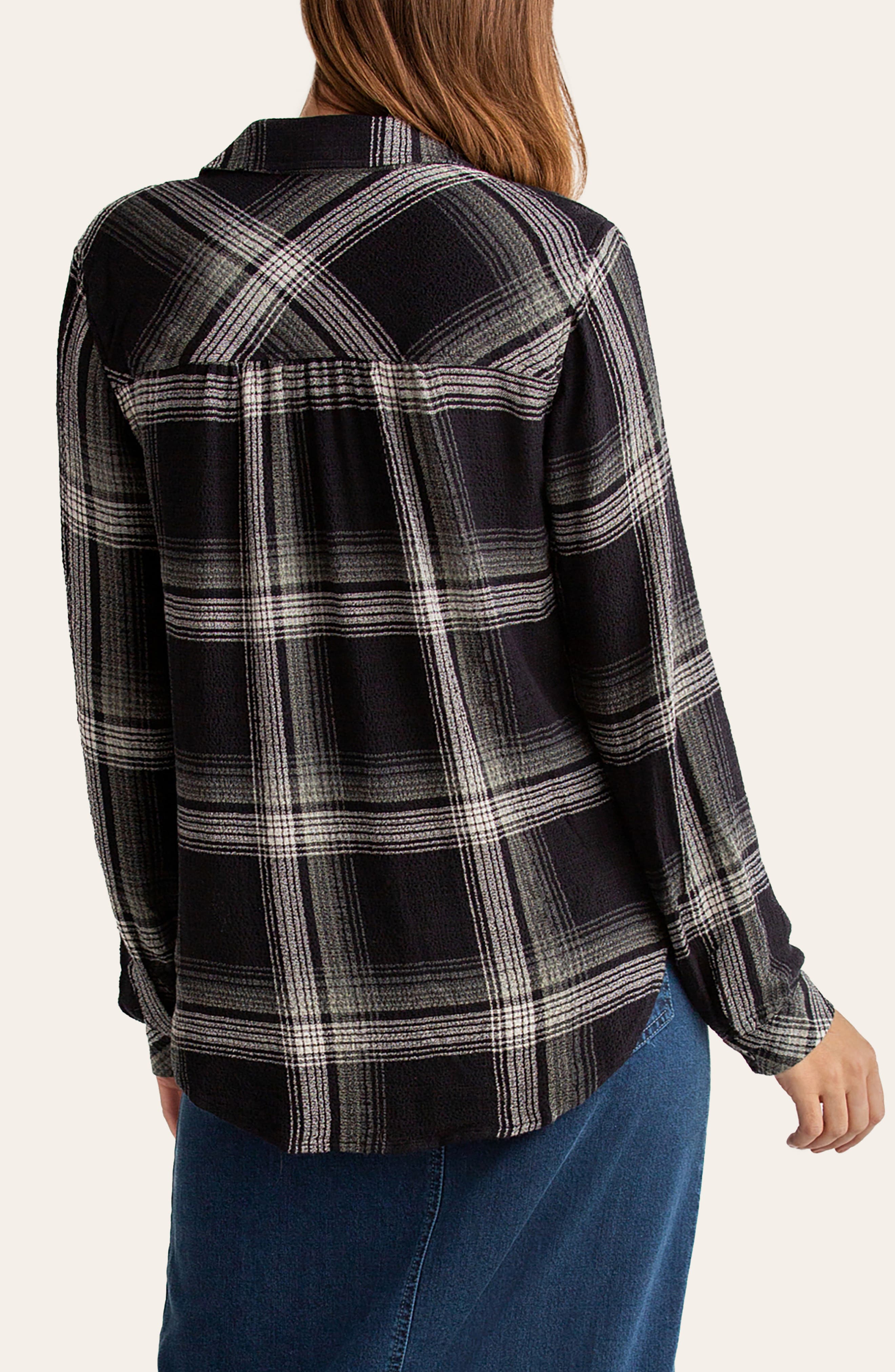 Bella Dahl Pucker Plaid Long Sleeve Shirt (Women) | Nordstromrack