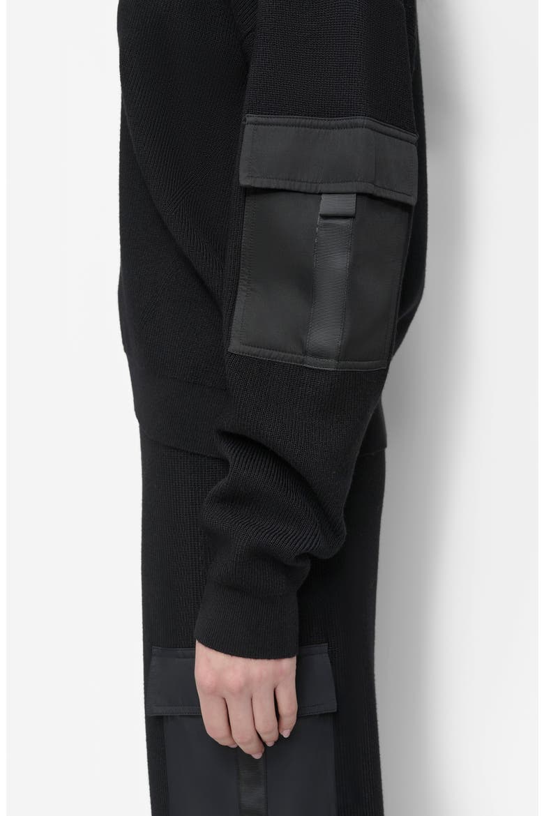Cargo Sleeve Rib Sweater, Alternate, color, BLACK