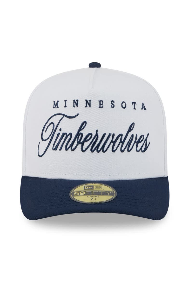 New Era Men's New Era White/Navy Minnesota Timberwolves 2025 NBA Draft A-Frame 59FIFTY Fitted Hat, Alternate, color, White
