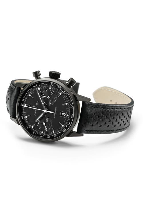 Hamilton American Classic Intramatic Leather Strap Watch, 40mm