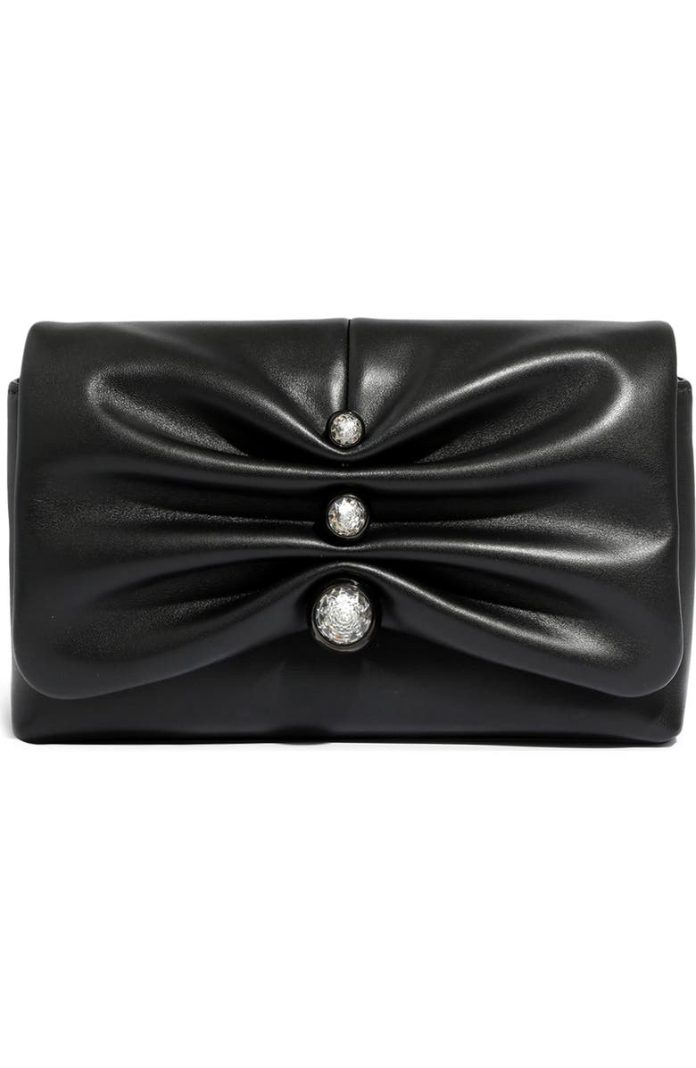 Alexis Bittar Ruched Crystal Molten Leather Clutch, Main, color, Black