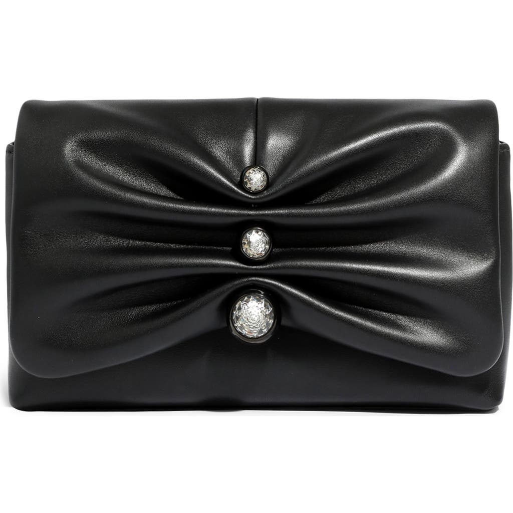 Alexis Bittar Molton Crystal Ruched Leather Crossbody Bag In Black