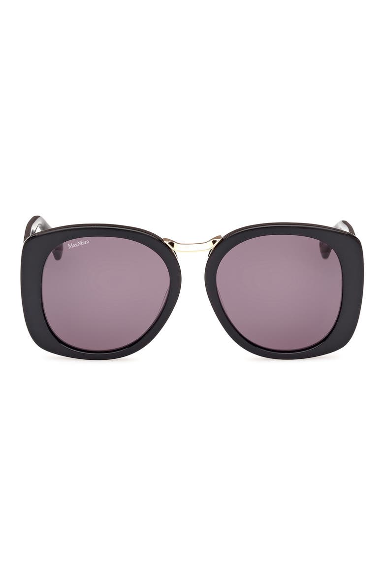 55mm Round Sunglasses, Main, color, SHINY BLACK / SMOKE
